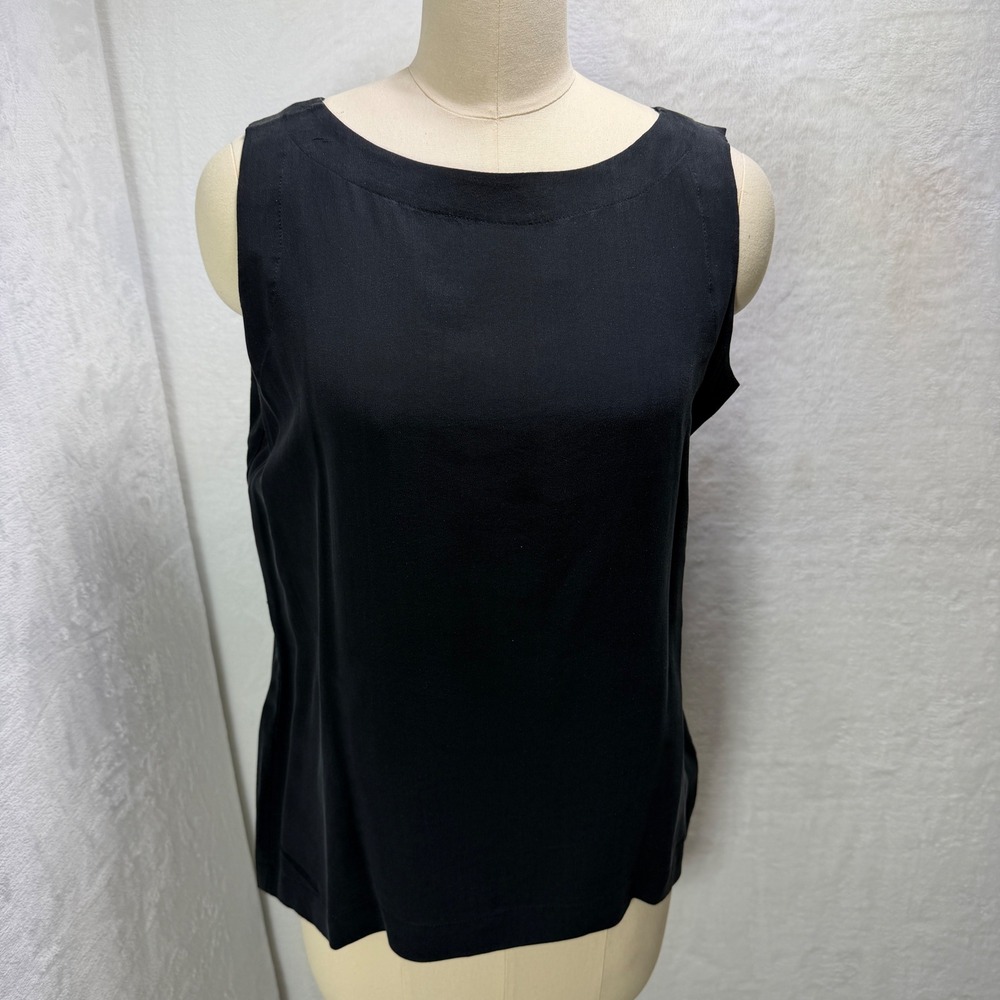 Spenser Jeremy Black 100% Silk Camisole Tank Top Boat Neck Sleeveless Medium